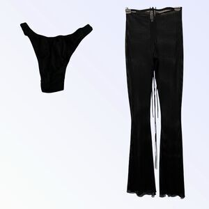 Lucy In The Sky Festival BLACK Bell Bottom Flare High Waist Pant SIZE XXS  SHEER